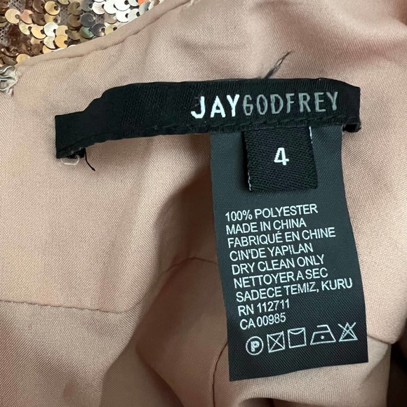 Jay Godfrey Maurice Rose Gold Sequin Dress Size 4 Cocktail Party Midi Slit - Picture 6 of 10